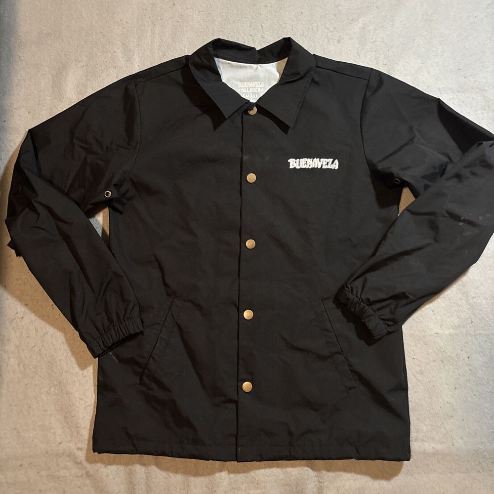 Stone Brewing Buenaveza Mens S‎ Rain Windbreaker Trench-Style Black Jacket Rare